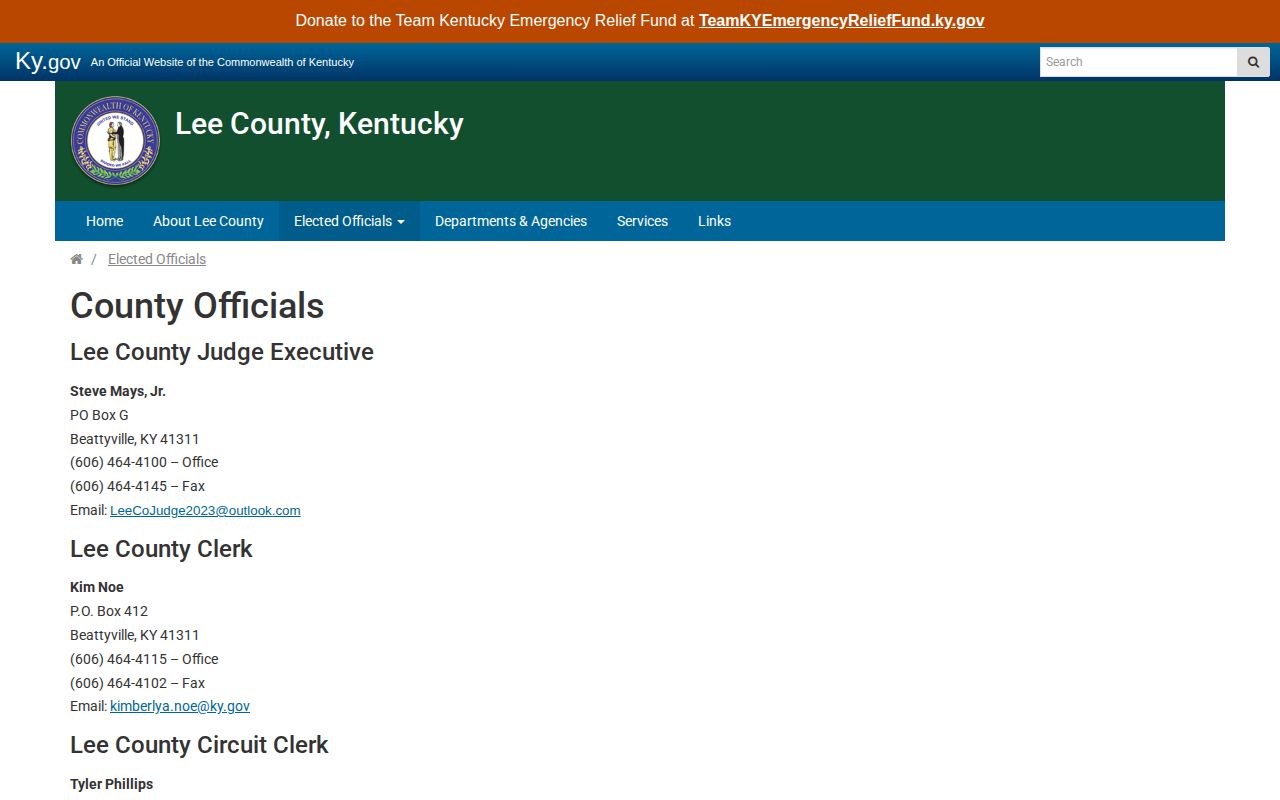 Official Lee County sheriff and jailer contact page