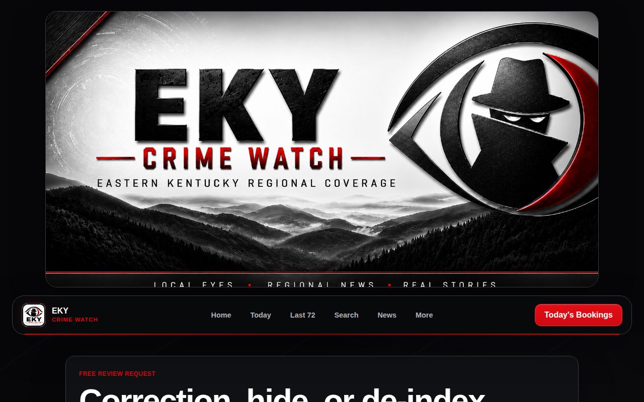 Free EKY Crime Watch correction hide and de-index form